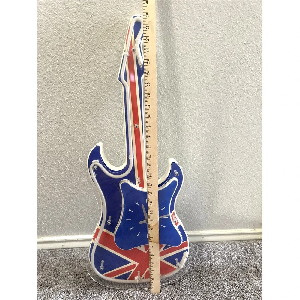 Union Jack Guitar Clock Wall Decor